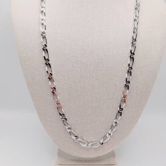 Monet Rhodium Plated 24 Inch Chain Necklace, Vintage Silver Tone Link Chain - Picture 2 of 11